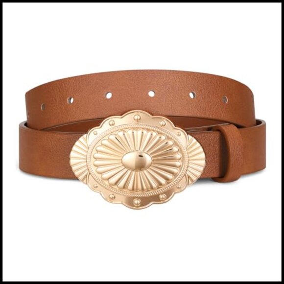 Vintage Western Cowgirl Belt Concho Buckle Faux Leather Adjustable Boho - Picture 6 of 7